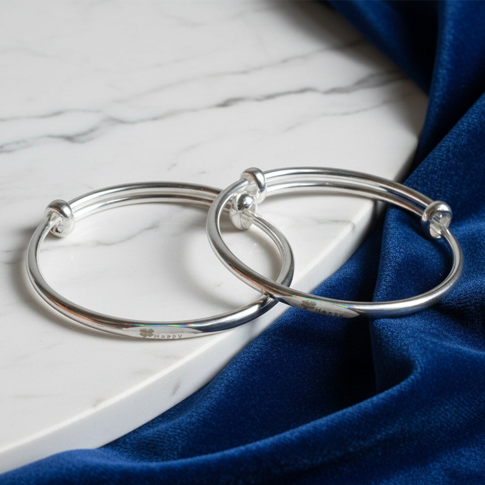 Silver 'Happy' Engraved Baby Bracelet