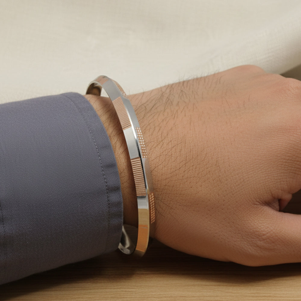 The 'Modern Edge' 925 Silver Gents Kada