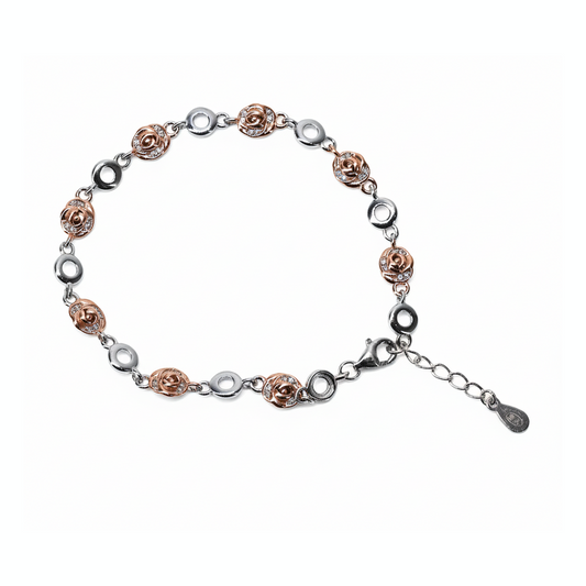 Silver Rose Elegant Link Bracelet