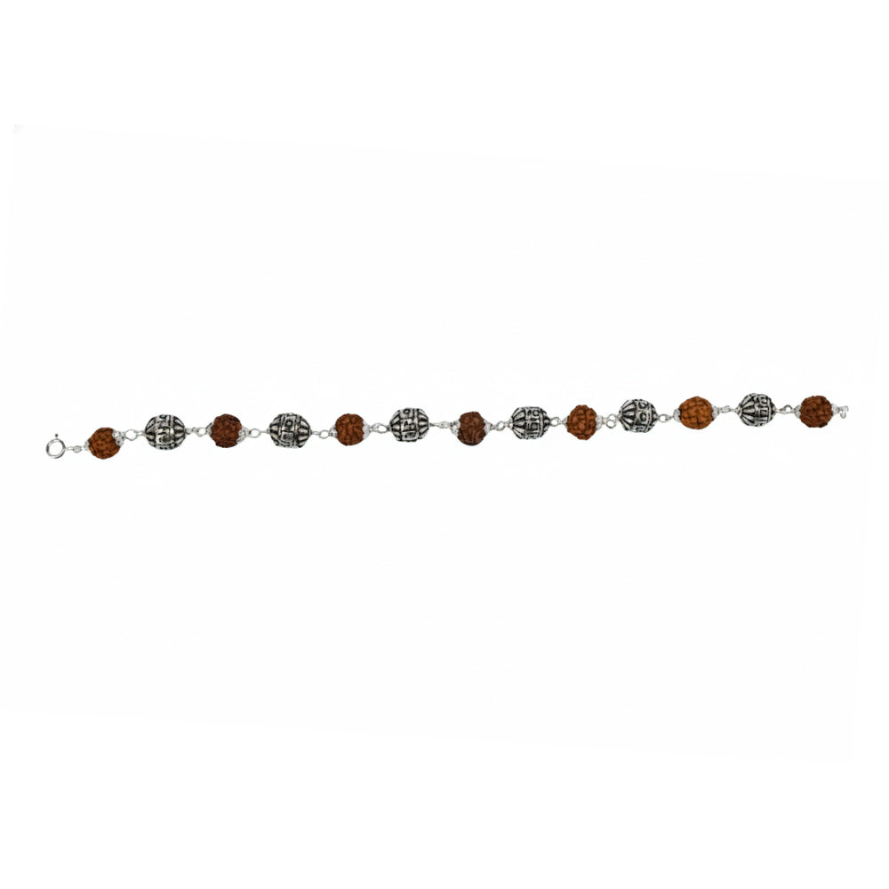Silver Om Namah Shivaay Rudraksh Bracelet