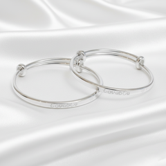 Silver "Loveable" Engraved Adjustable Baby Kada