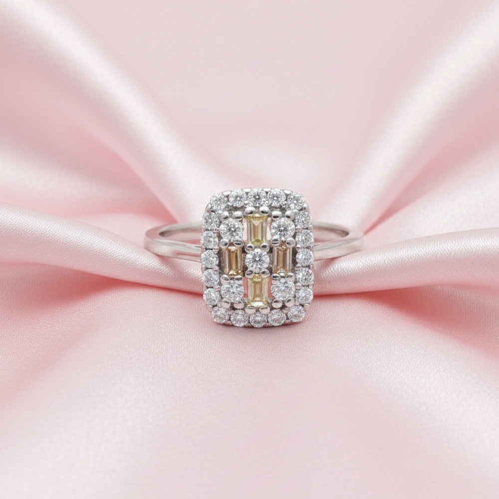 Silver Lemon Sparkle Cluster Ring For Her