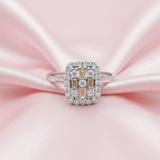 Silver Lemon Sparkle Cluster Ring For Her