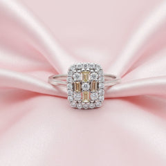Silver Lemon Sparkle Cluster Ring For Her