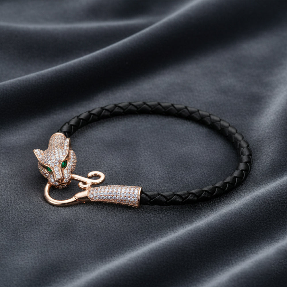 Rose Gold Panther Head Luxury Bracelet For Her