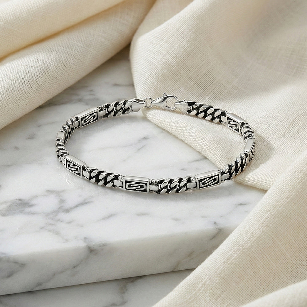 Silver premium Link chain bracelet For Him