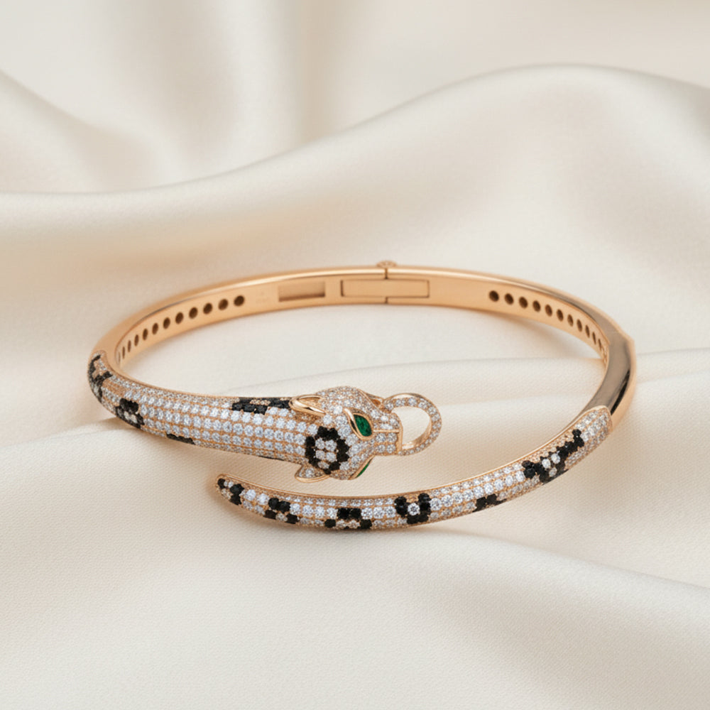 Rose Gold Jaguar Head Hinged Bracelet For Her