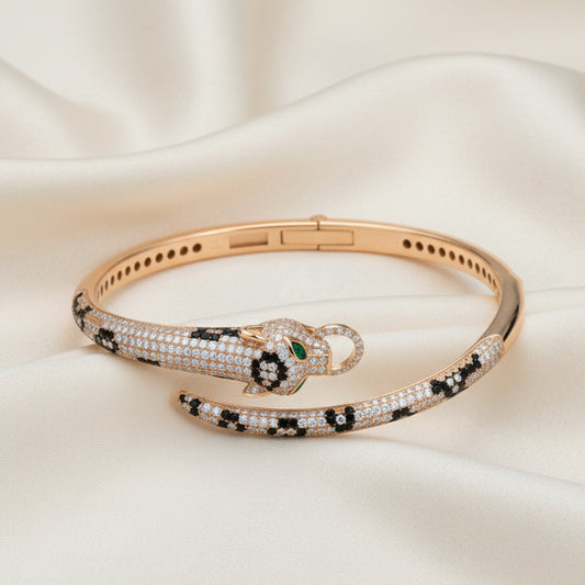 Rose Gold Jaguar Head Hinged Bracelet For Her