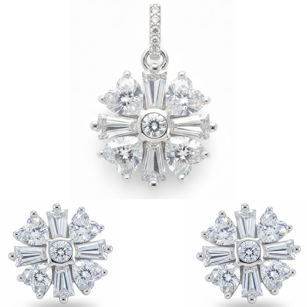 Silver Victorian Heart Pendant set