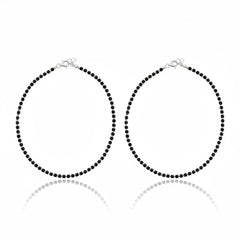 Silver Classic Black beads Anklet For her