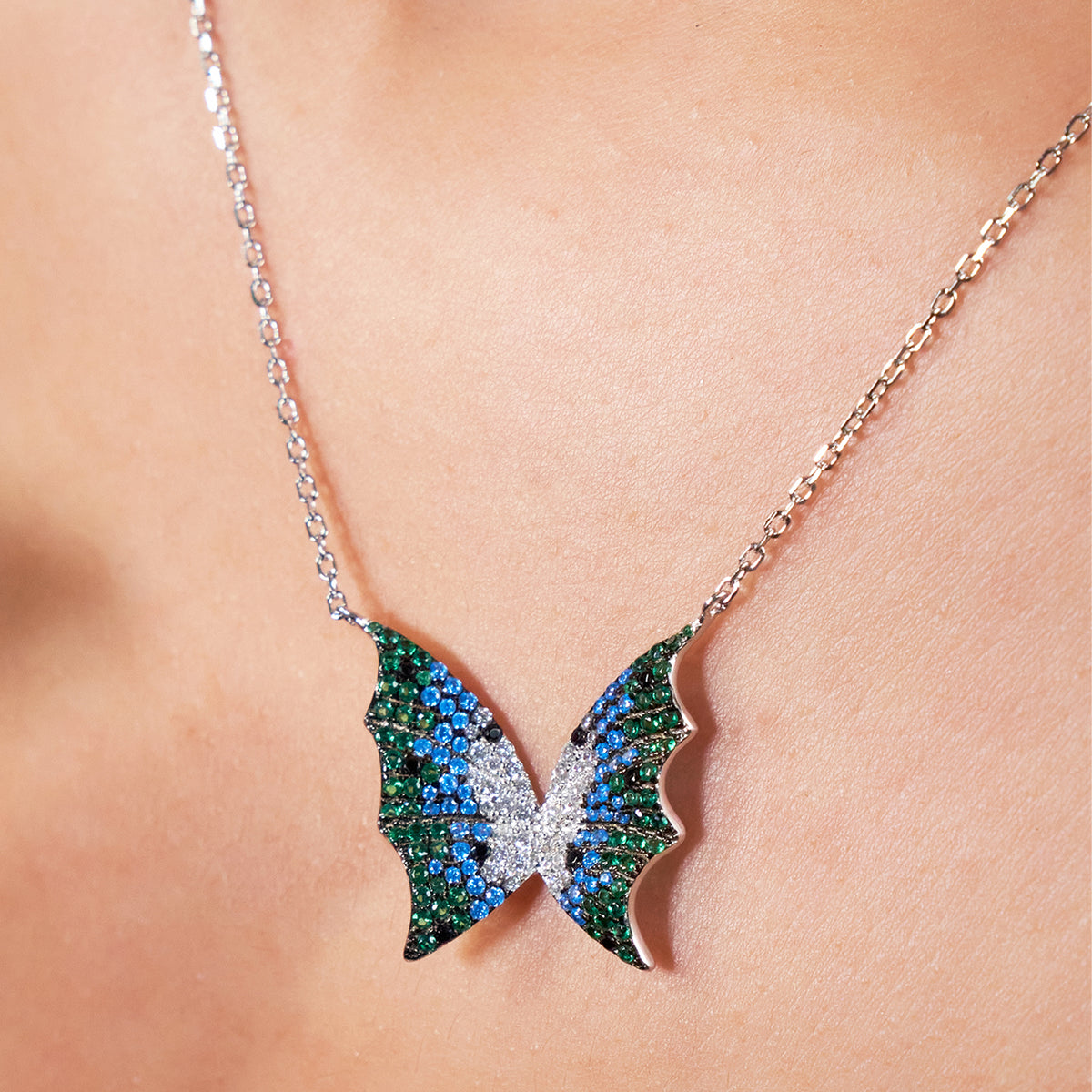 Silver Enchanted Butterfly Wing Necklace