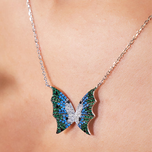 Silver Enchanted Butterfly Wing Necklace