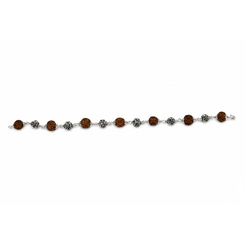 Silver Om Rudraksh Bracelet