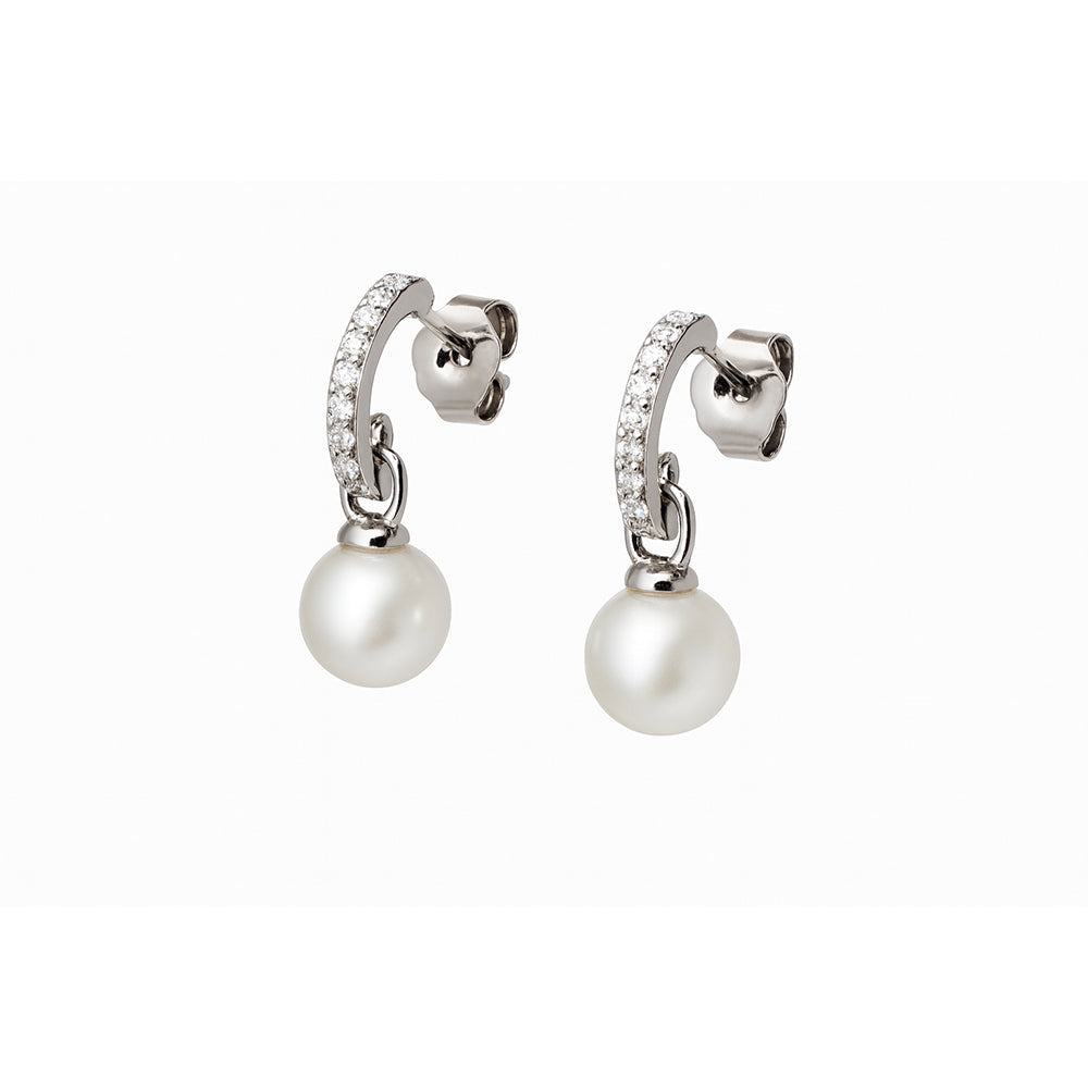 Silver Classy Earrings with Pearl Drop