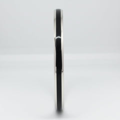 Silver Monochrome Edge black strip Mens Bracelet ( kada ) for him