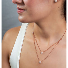 925 silver Rose gold Layered Necklace set with Earrings