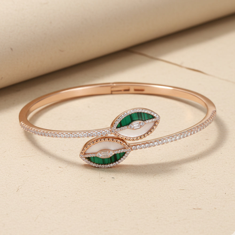 Rose Gold Malachite Wrap Bracelet For Her