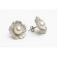 Silver Pearl Elegant Flower Studs earrings