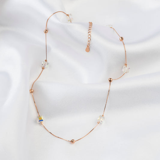 925 Silver Rose Gold Crystal Chain