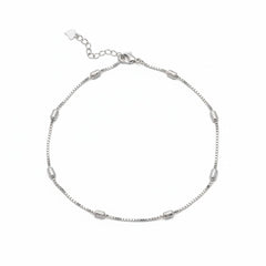 Silver Beaded Box chain anklet for her