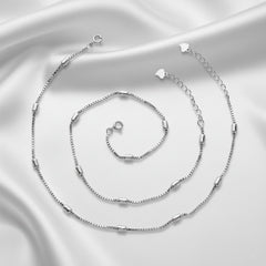 Silver Beaded Box chain anklet for her