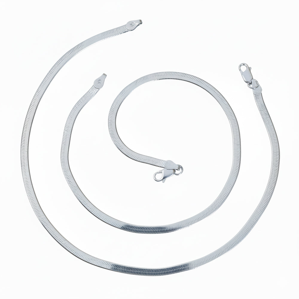 Silver Premium Wide Herringbone Chain Anklet for her