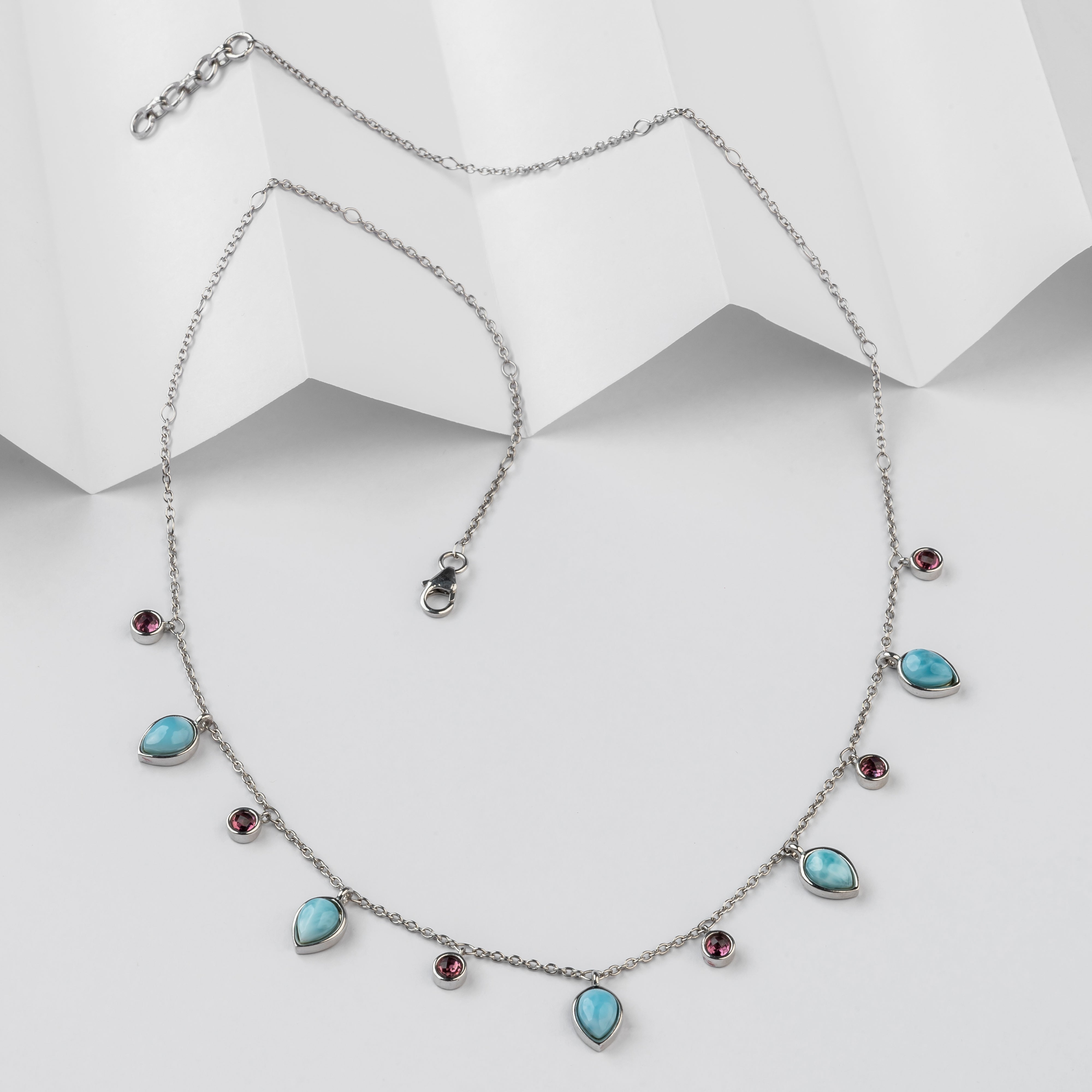 Oceanic Bloom Larimar & Pink Tourmaline Necklace