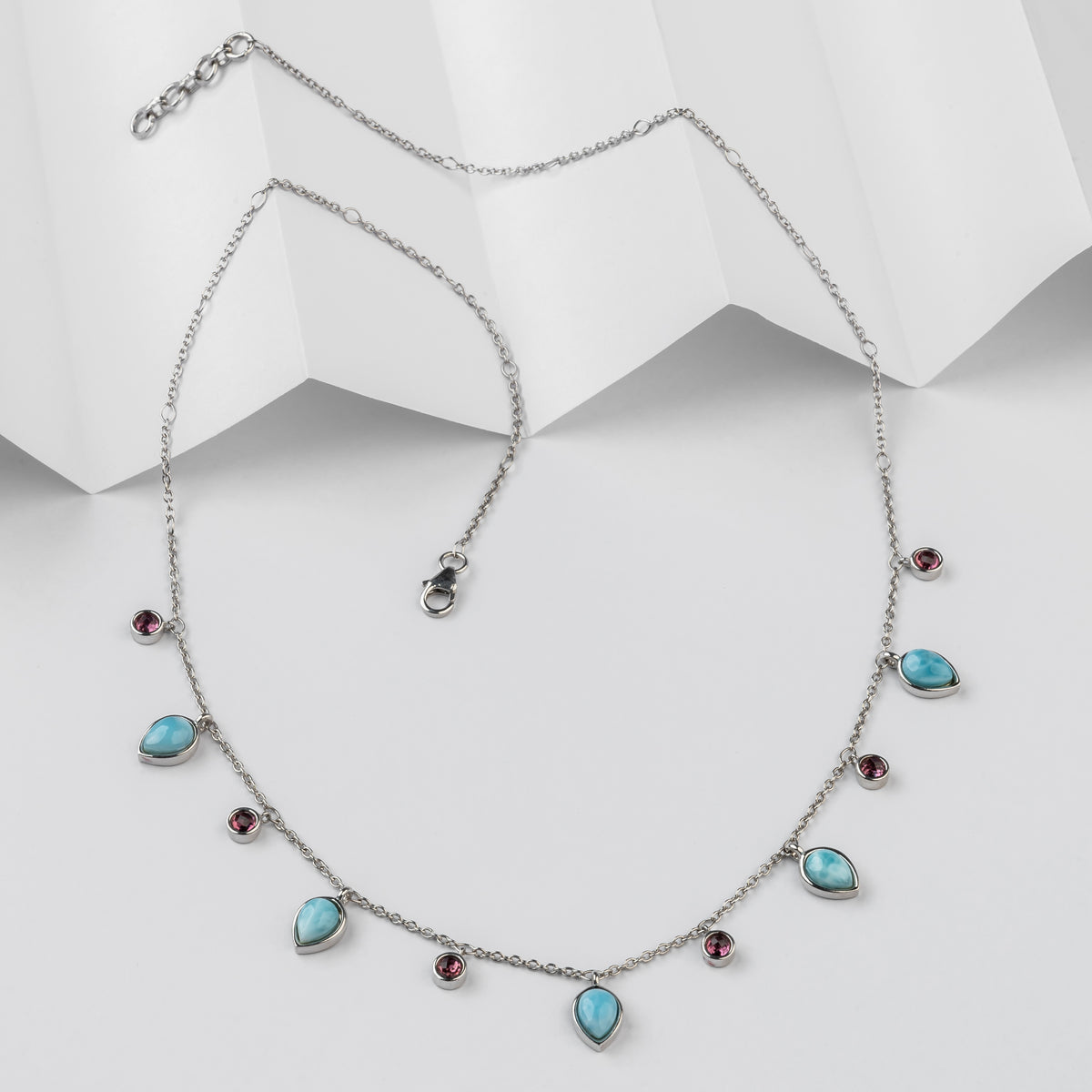 Oceanic Bloom Larimar & Pink Tourmaline Necklace
