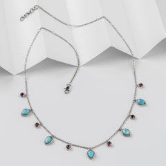 Oceanic Bloom Larimar & Pink Tourmaline Necklace