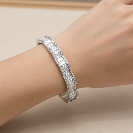 Silver The ethereal Waves Baguette Bracelet for her