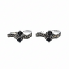 Silver Oxidized Black Stone Toe Ring