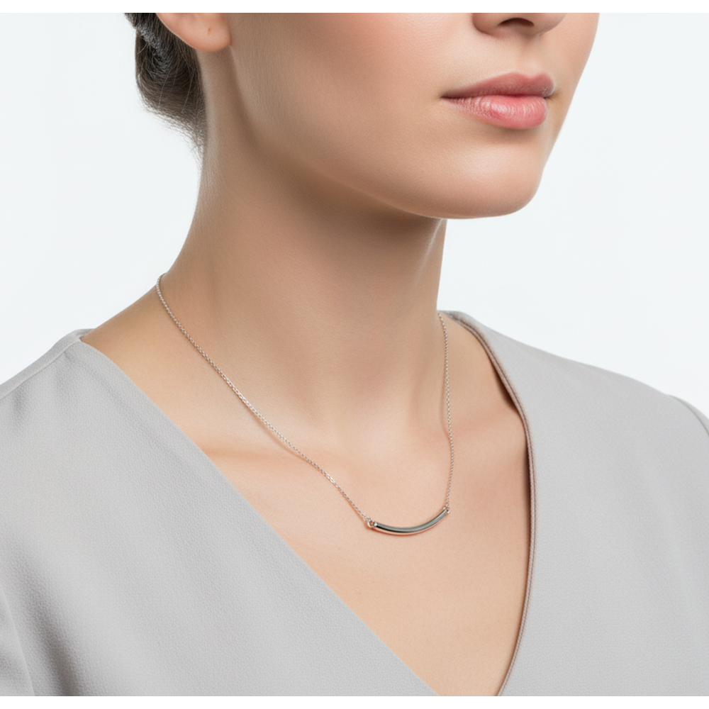 Silver Curved Bar Pendant