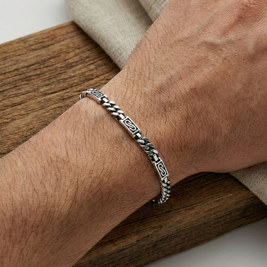 Silver premium Link chain bracelet For Him