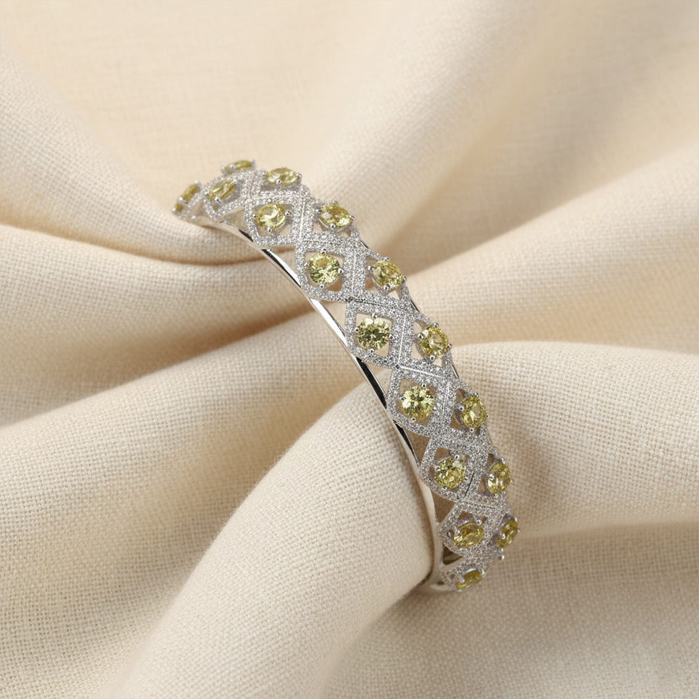 Silver Lattice Yellow Bracelet For Her