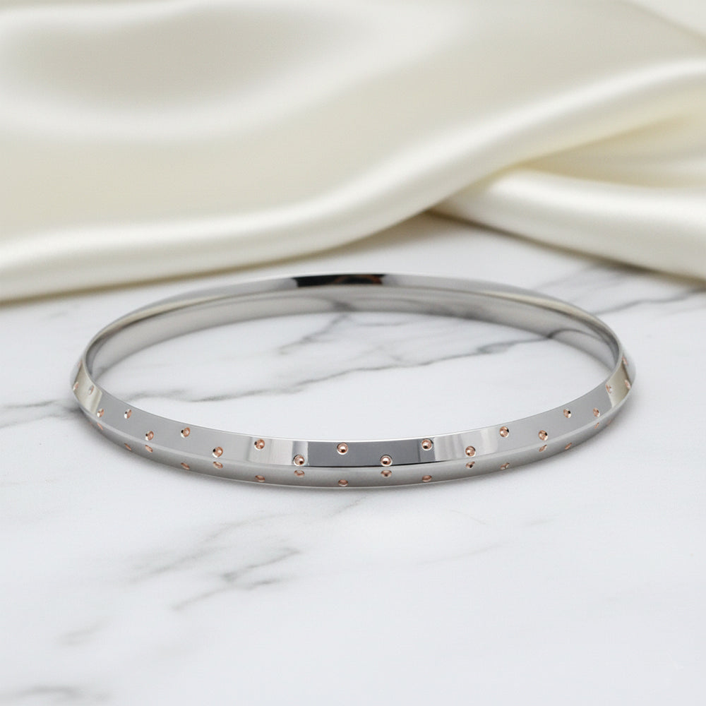 Silver Architect Rose gold Dots Mens bracelet (Kada) for him