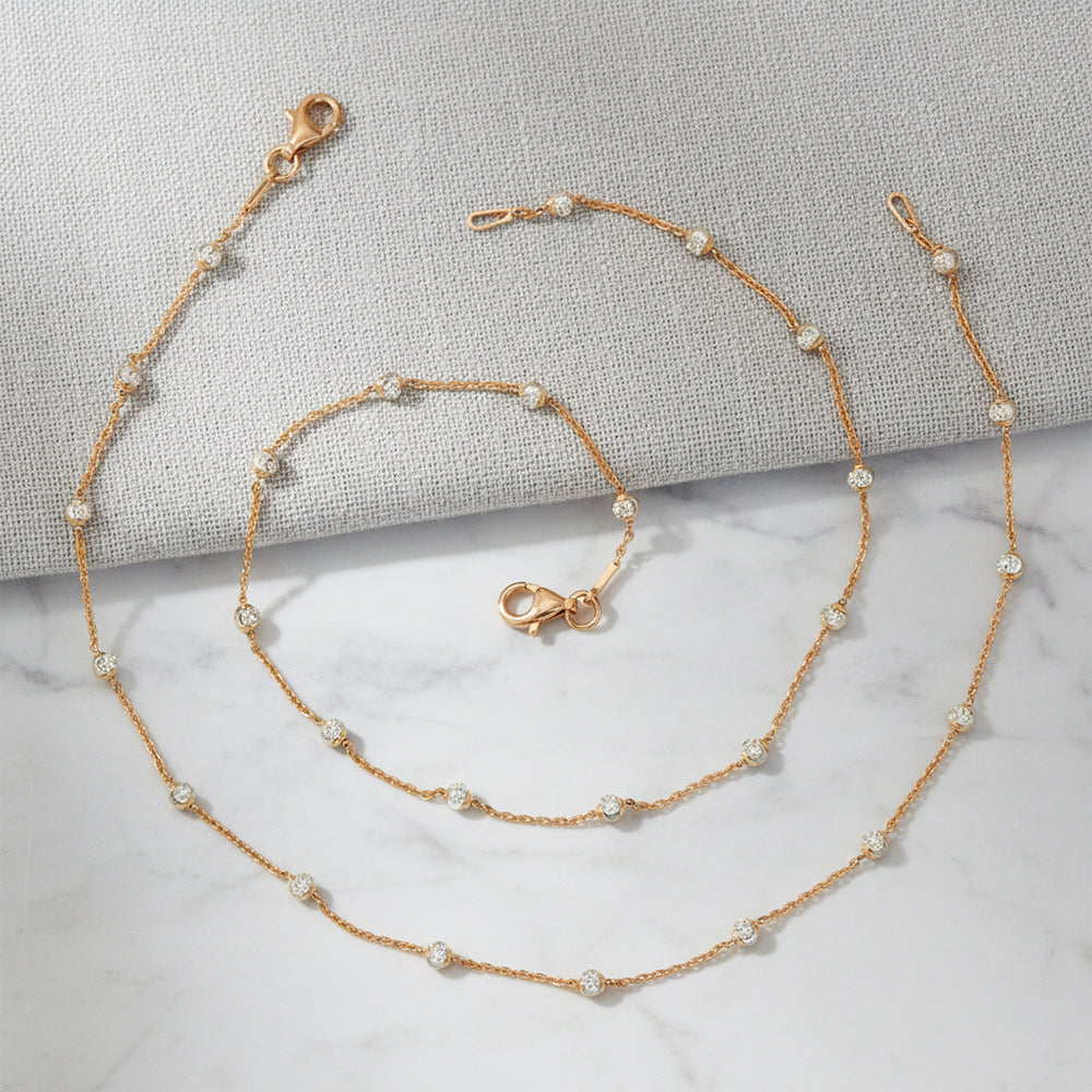 Rose gold with cut design balls anklet for her