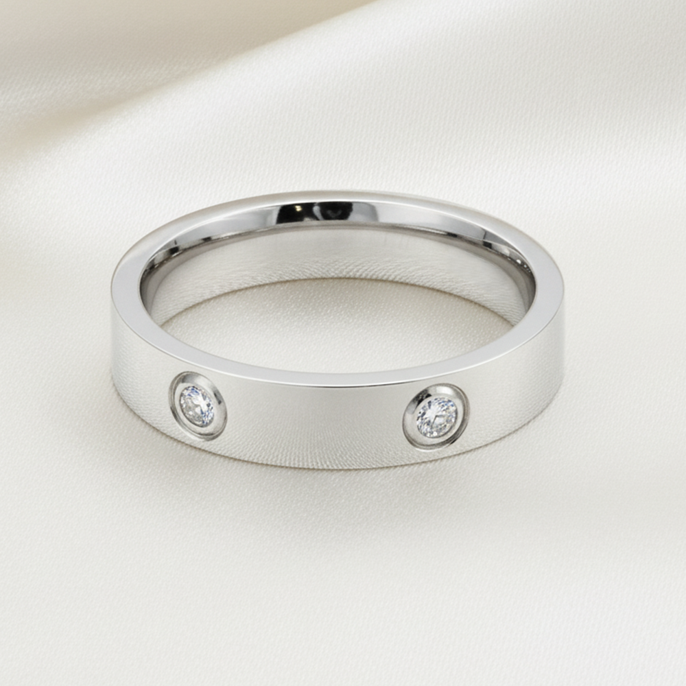 Timeless CZ Diamond-Accent Silver classic Band