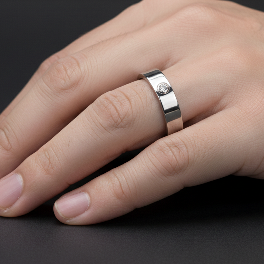Timeless CZ Diamond-Accent Silver classic Band