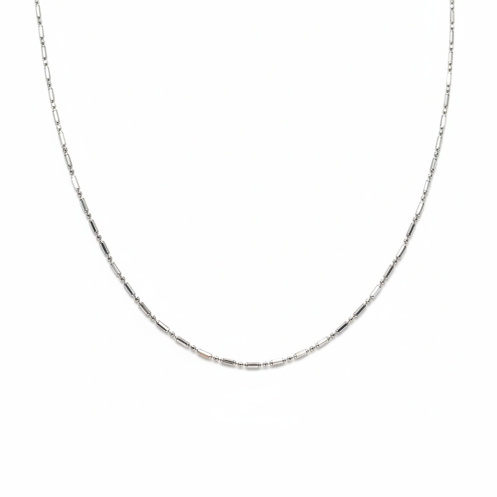 Silver Beads and Bar Chain For Her