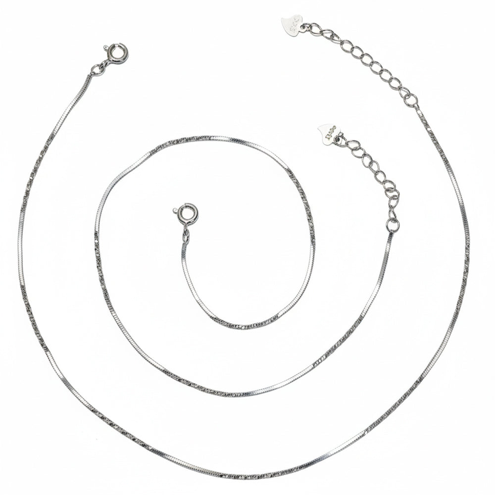 Silver sleek Twisted Box chain Anklet