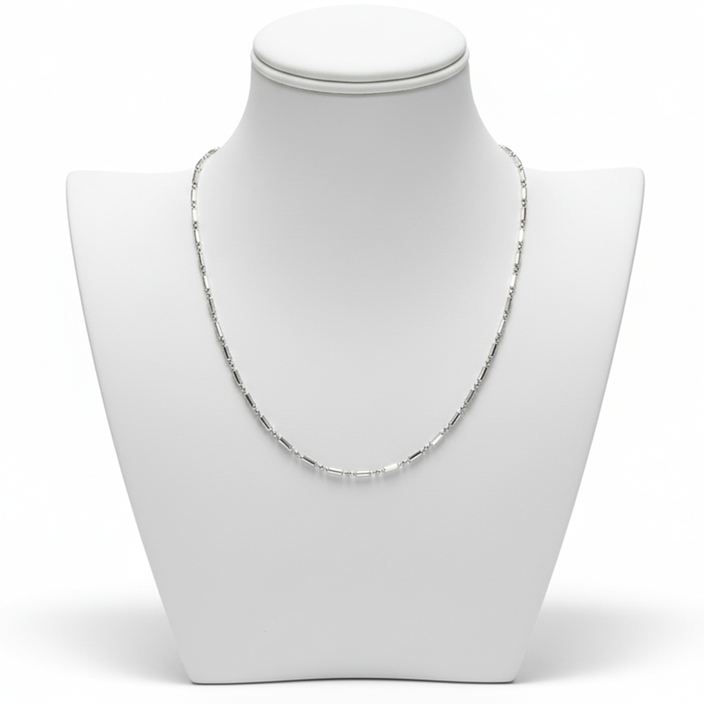 Silver Beads and Bar Chain For Her