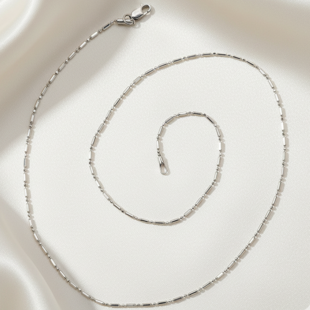 Silver Beads and Bar Chain For Her