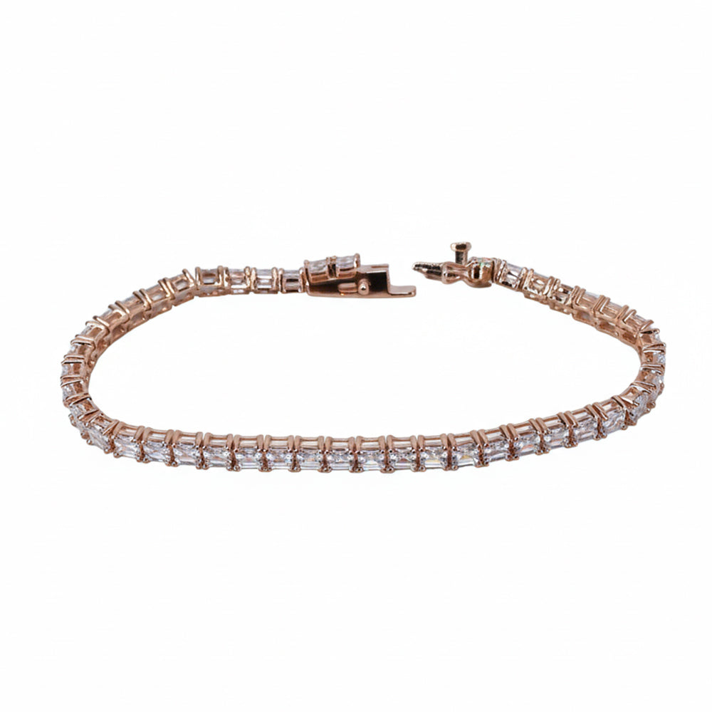 Princess Cut Rose Gold Tennis Bracelet