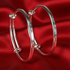 Silver Premium 999 "eat" Engraved Adjustable Baby Bracelet