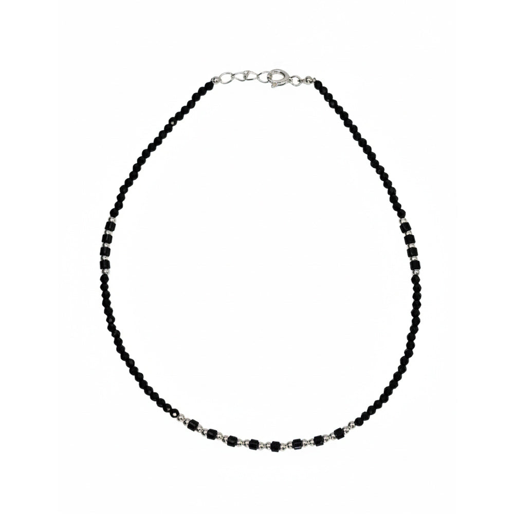 Silver Modern and classic Black beads Design Anklets For her