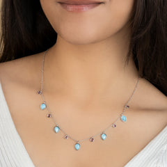 Oceanic Bloom Larimar & Pink Tourmaline Necklace