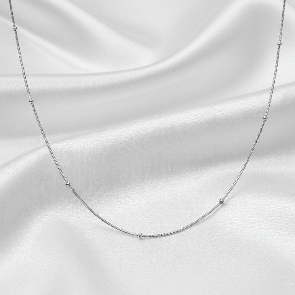 Silver Beaded Snake Chain For Her