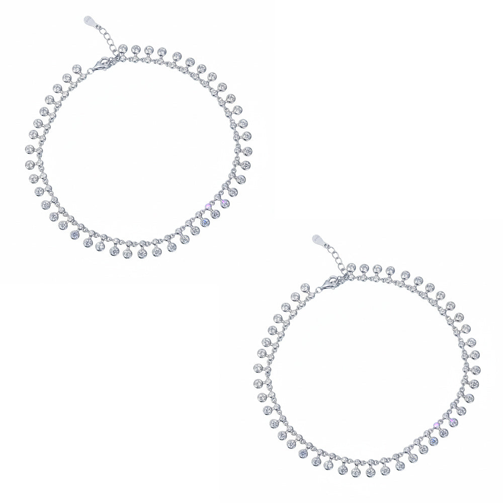 Silver Dancing light diamond cut anklet for her