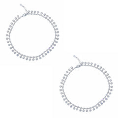 Silver Dancing light diamond cut anklet for her