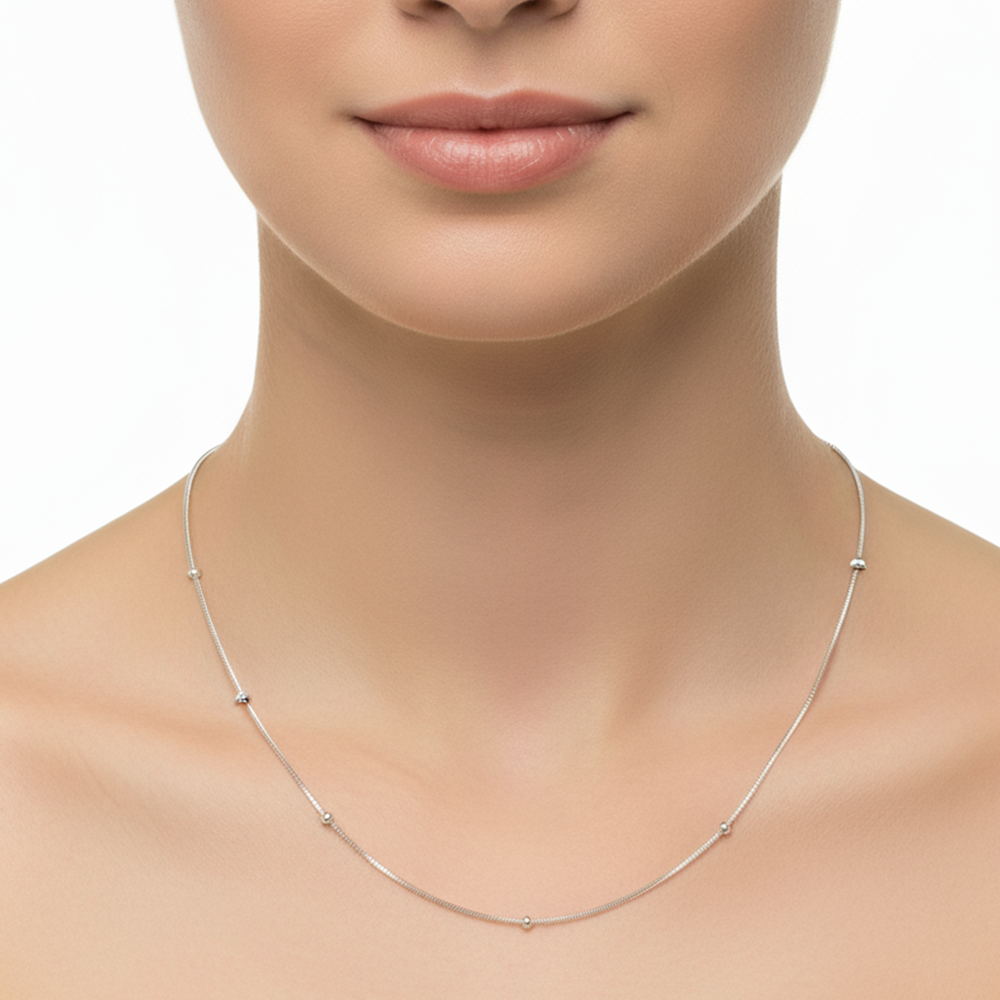 Silver Beaded Snake Chain For Her
